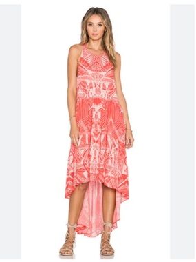 Free People La Mar Maxi Dress Coral Boho High Low Sleeveless Festival Dress XS